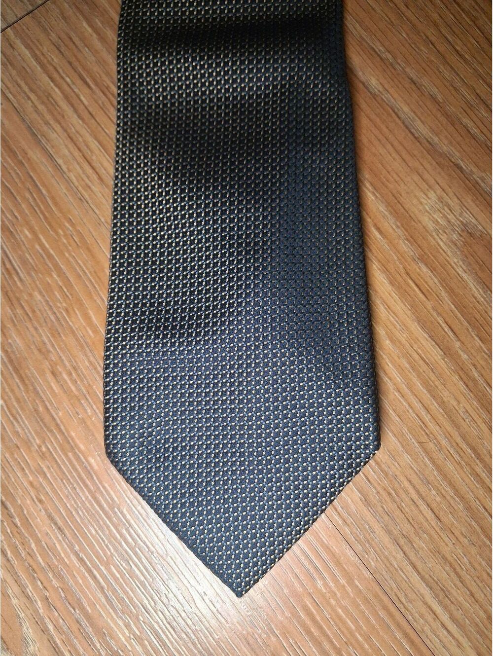 Burberry Silk Tie Black Geometric Wide Made in Italy